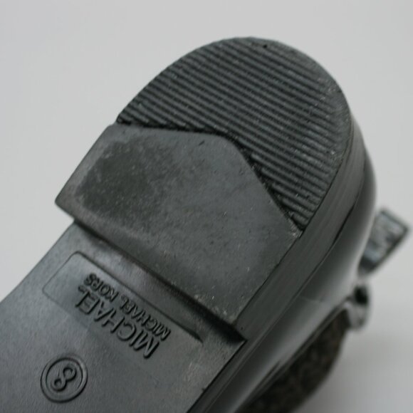 Michael Kors Ladies 8 Chelsea Charm Black PVC Brown Logo Rain Ankle Boots JH21G - Picture 11 of 12